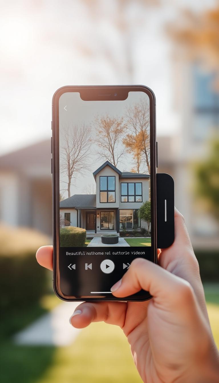 Phone showing a short home video on social media